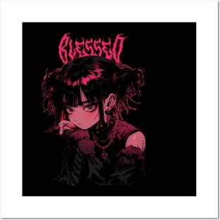 Gothic Anime Design "Blessed" Posters and Art